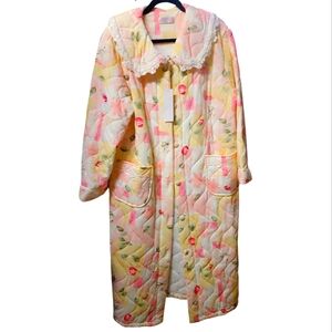 Floral Quilted Women's Coat - Cream and Pink